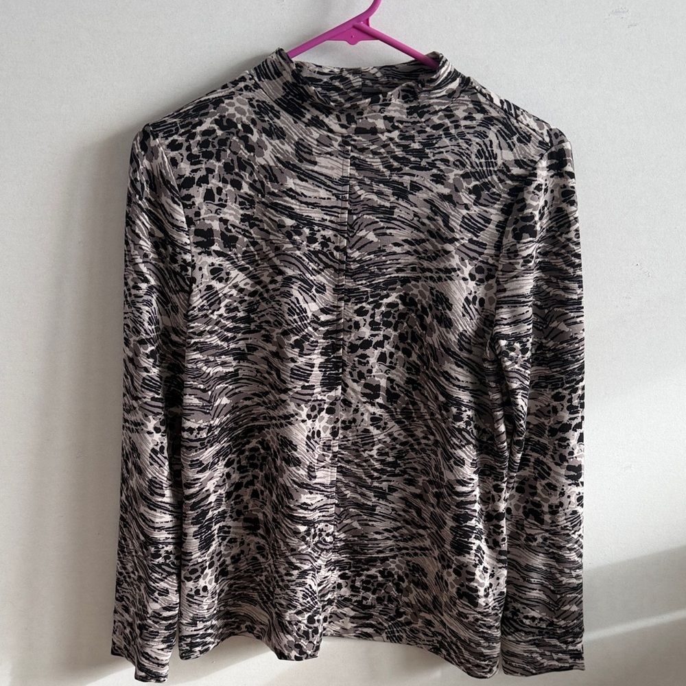 Chico's Animal Print Top in Black and Tan